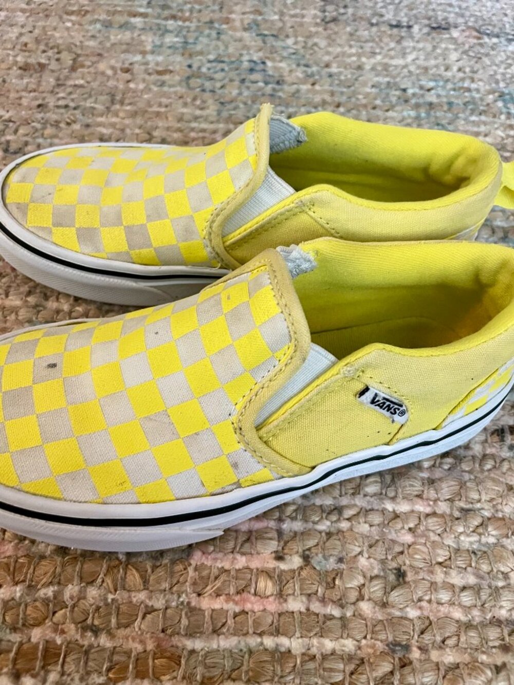 Vans Classic Slip on Kids 13 Yellow Checkerboard Canvas Sneakers - Picture 3 of 8